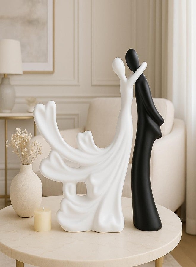 LADROX® Passionate Lover Hugging Couple Figure | Beautiful Home Decor - (Set of 2, White Black),Brass, Love - Image 2
