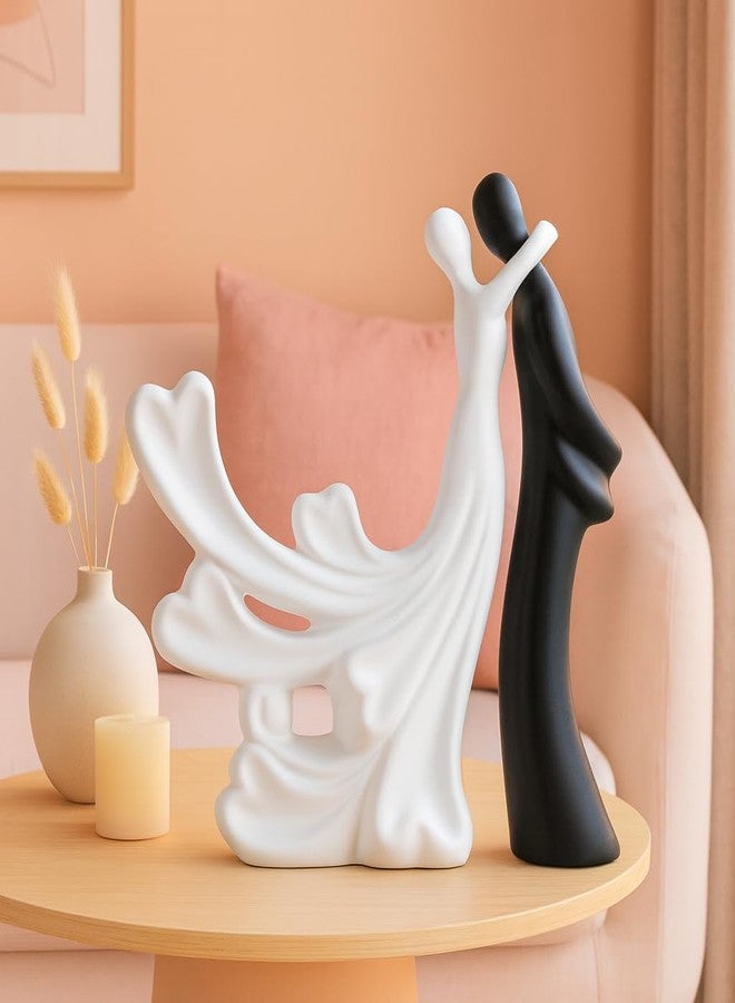 LADROX® Passionate Lover Hugging Couple Figure | Beautiful Home Decor - (Set of 2, White Black),Brass, Love - Image 1