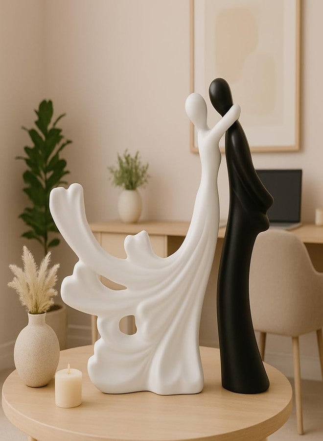 LADROX® Passionate Lover Hugging Couple Figure | Beautiful Home Decor - (Set of 2, White Black),Brass, Love - Image 5