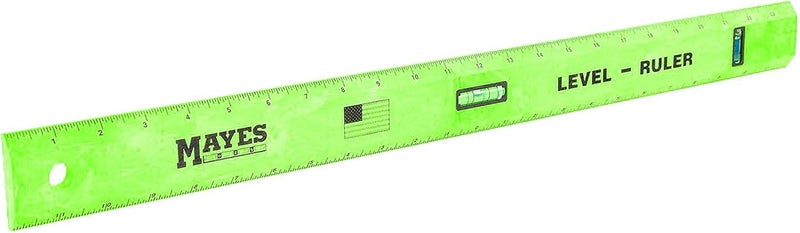 MAYES 10743 Polystyrene Level Ruler 24", Precision Measuring and Leveling Tool, Plumb and Level Vials with SAE and Center-Finding Scale, for Framing, Hanging, Made in the USA - Image 1