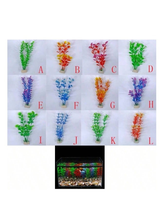 OASIS-TH Aquarium Decorations 12 Pack Lifelike Plastic Decor Fish Tank Plants,Used for Household and Office Aquarium Simulation Plastic Hydroponic Plants - Image 1