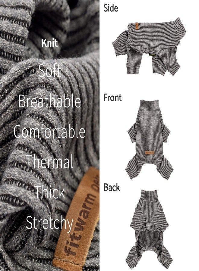 فيت وورم بيجامات فيت وورم المحبوكة برقبة عالية للكلاب، ملابس شتوية دافئة للكلاب الصغيرة ذكورًا وإناثًا، بيجامات للحيوانات الأليفة، رمادي، صغير - Image 5