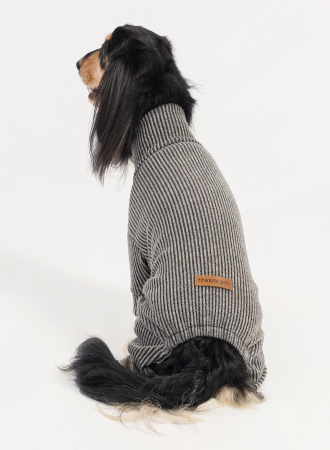 فيت وورم بيجامات فيت وورم المحبوكة برقبة عالية للكلاب، ملابس شتوية دافئة للكلاب الصغيرة ذكورًا وإناثًا، بيجامات للحيوانات الأليفة، رمادي، صغير - Image 2