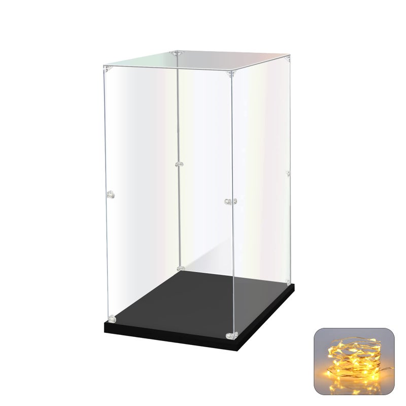 KOLIPI Acrylic Display Case for Collectibles Assemble Clear Acrylic Display Box for Lego Alternative Glass Case for Showcasing Figures Doll Toys Home Storage(10x10x15.7 inch, 25x25x40 cm) - Image 1