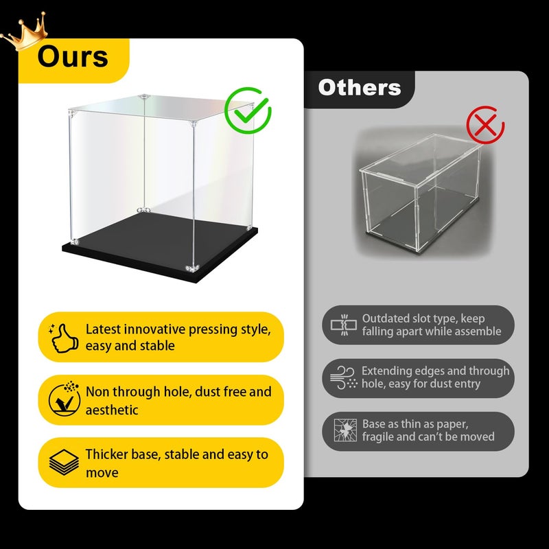 KOLIPI Acrylic Display Case for Collectibles Assemble Clear Acrylic Display Box for Lego Alternative Glass Case for Showcasing Figures Doll Toys Home Storage(10x10x15.7 inch, 25x25x40 cm) - Image 2