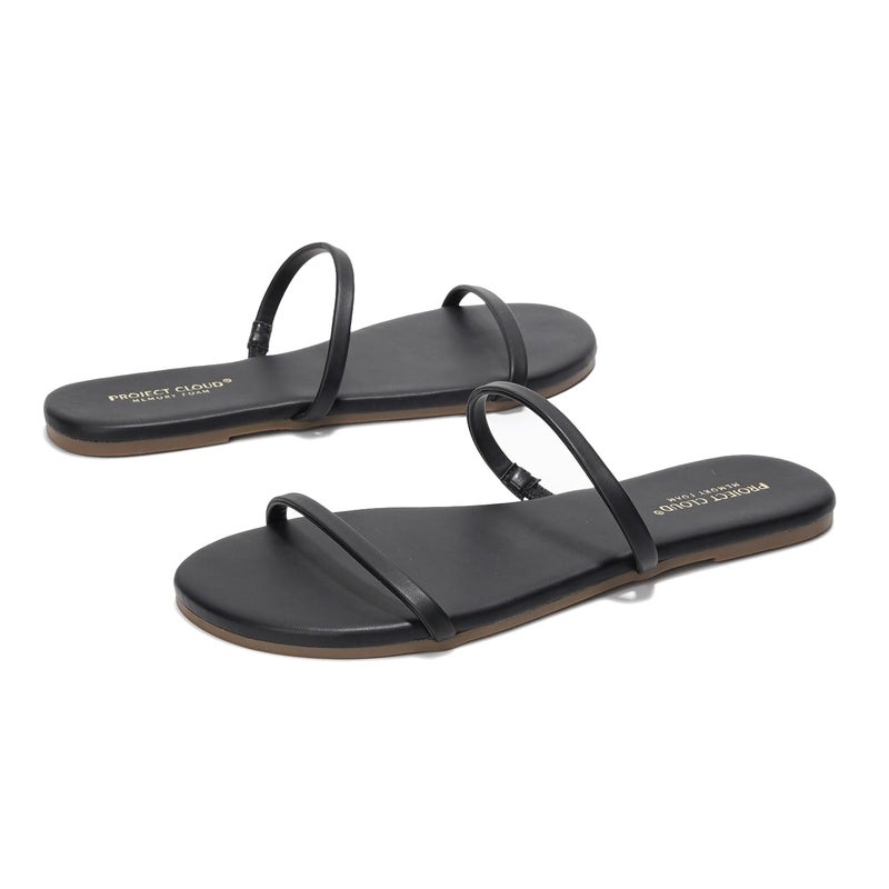 Project Cloud Summer Sandals for Women 2026 - Memory Foam Insole and Eco-Crafted Leather Beach Flip Flops for Women - Non Slip and Lightweight Double Strap Womens Sandals (Transition,BLK, 8.5) - Image 3