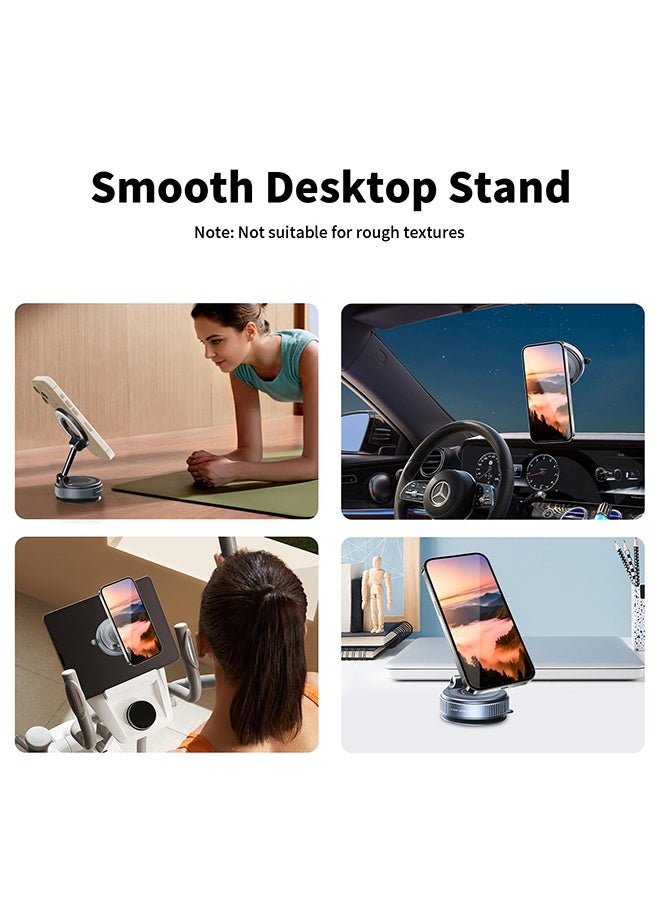 عربست حامل هاتف مغناطيسي للسيارة، حامل هاتف يدور 360 درجة، حامل هاتف صغير للسيارة مع كوب شفط مفرغ، حامل قابل للطي مع حلقة مغناطيسية للمرآة/الدش/السطح الأملس، لجميع الهواتف الذكية - Image 5