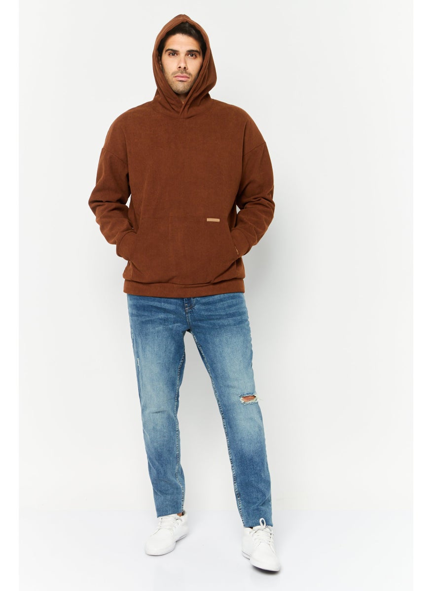 MEMBERS ONLY - Men Hooded Long Sleeves Brand Logo Sweatshirt, Brown - Image 1