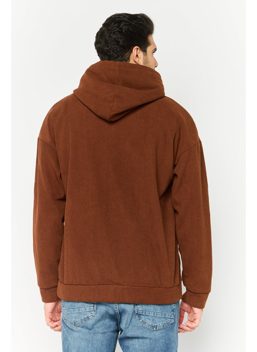 MEMBERS ONLY - Men Hooded Long Sleeves Brand Logo Sweatshirt, Brown - Image 1