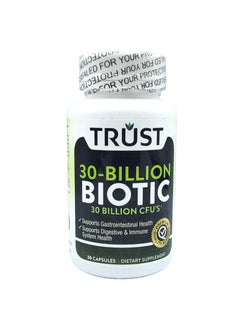 Trust Trust 30 Billion Biotic Probiotics For Digestive Health,Boost Immune System Colon Cleanser Prevents Nausea, Bloating, Vomiting And Abdominal Pain 30 Capsules  - Image 1