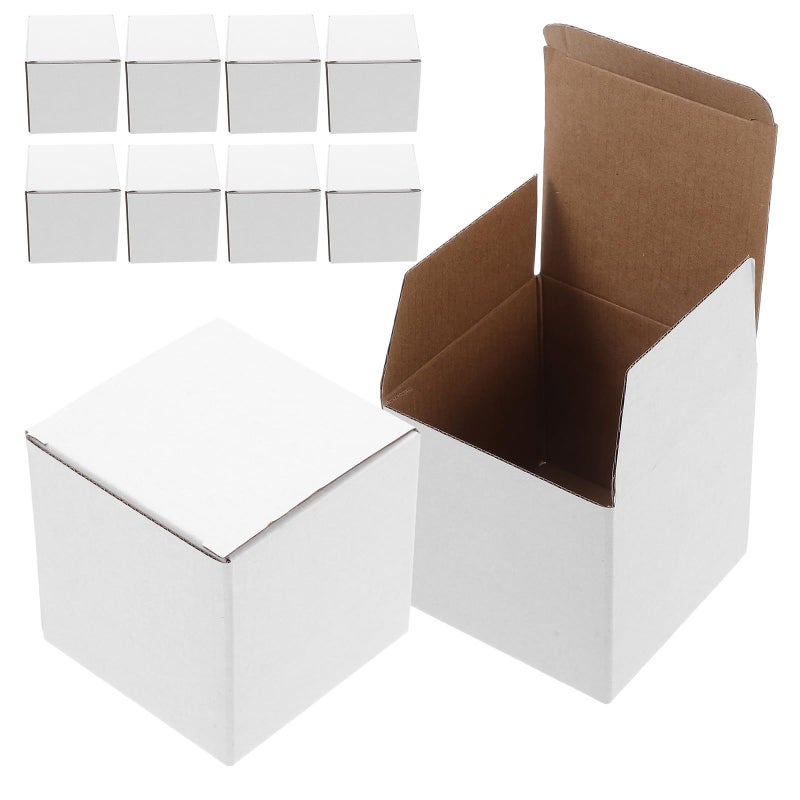 White Corrugated Paper Packaging Boxes 10x10x10cm 10pcs for Mailing Storage - Image 2