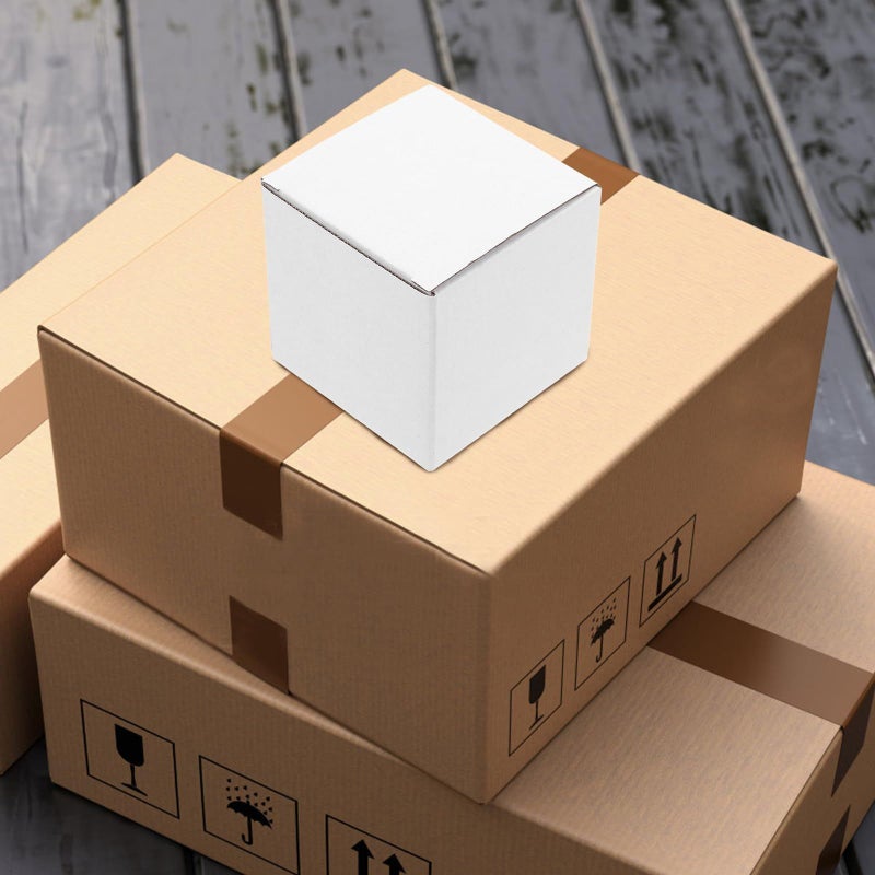 White Corrugated Paper Packaging Boxes 10x10x10cm 10pcs for Mailing Storage - Image 5