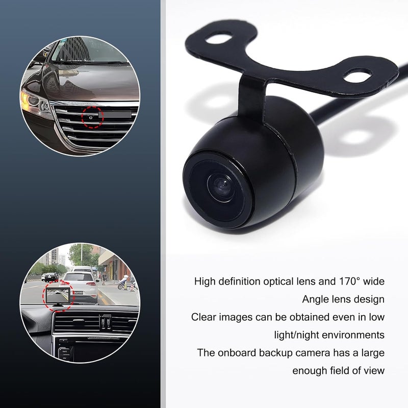 Tesnaao 1 PC Car Reversing Camera, IP68 Waterproof HD Night Vision CCD Rear View Camera with Bracket Wire Harness, 170 Degree Wide-Angle Dynamic Path Guide Line Camera, Universal for Cars (Black) - Image 2