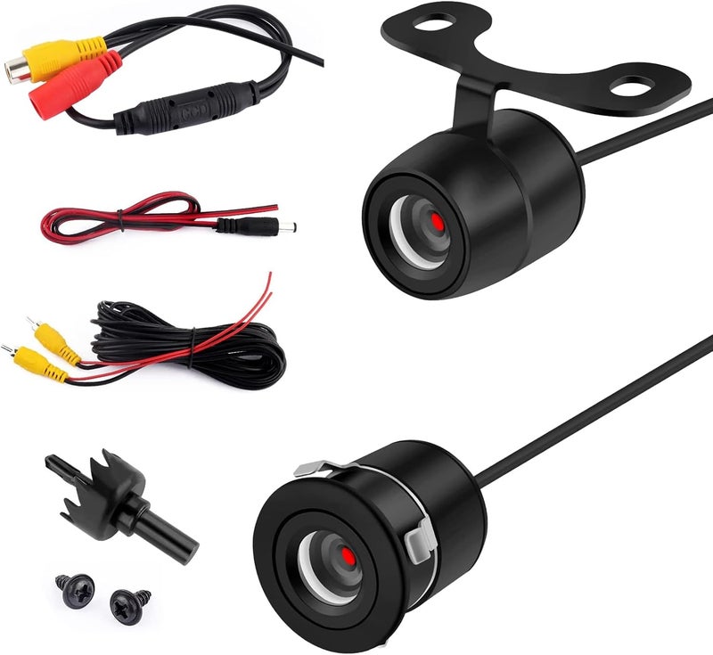 Tesnaao 1 PC Car Reversing Camera, IP68 Waterproof HD Night Vision CCD Rear View Camera with Bracket Wire Harness, 170 Degree Wide-Angle Dynamic Path Guide Line Camera, Universal for Cars (Black) - Image 1