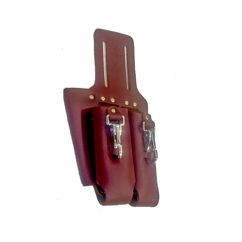 Zeluga Saddle Leather 3 Pocket Linesmen and Electricians Tool Holder (Cherry) - Image 1