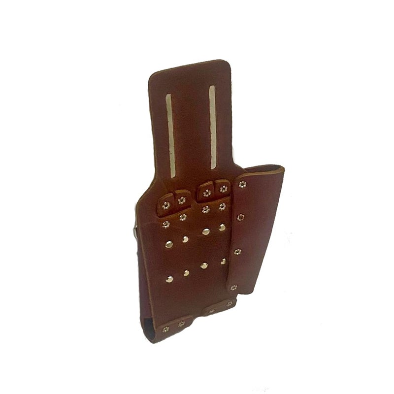 Zeluga Saddle Leather 3 Pocket Linesmen and Electricians Tool Holder (Cherry) - Image 2