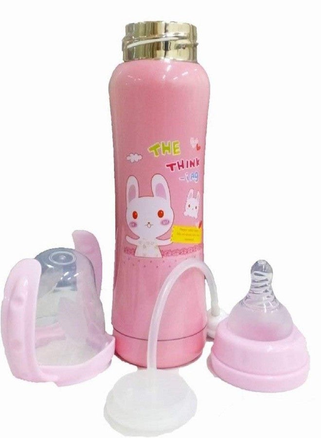 Kids Creation Mommas Baby Thermal Insulation Stainless Steel Baby Feeding Bottle - Pink (180ML) - Image 2