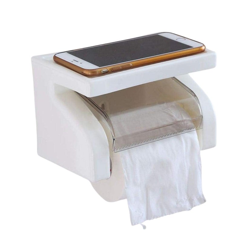 JERN حامل ورق المناديل مع حامل الهاتف، أبيض - Image 1