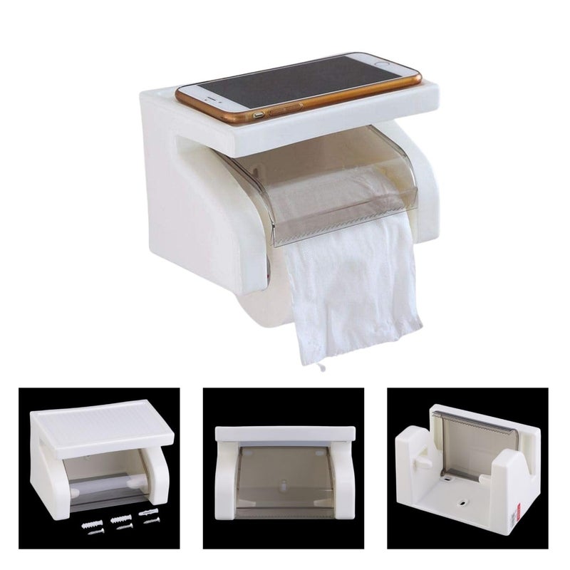 JERN حامل ورق المناديل مع حامل الهاتف، أبيض - Image 3