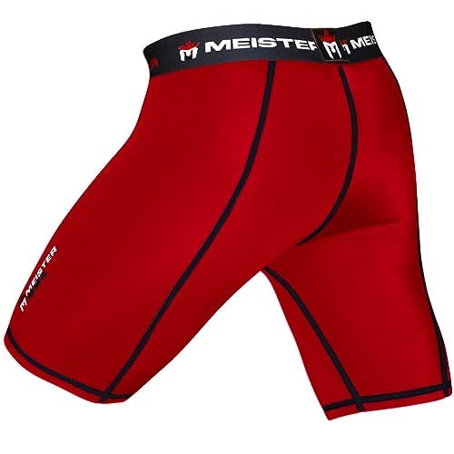 Meister MMA Compression Rush Fight Shorts w/Cup Pocket - Red - Large (34-35) - Image 2