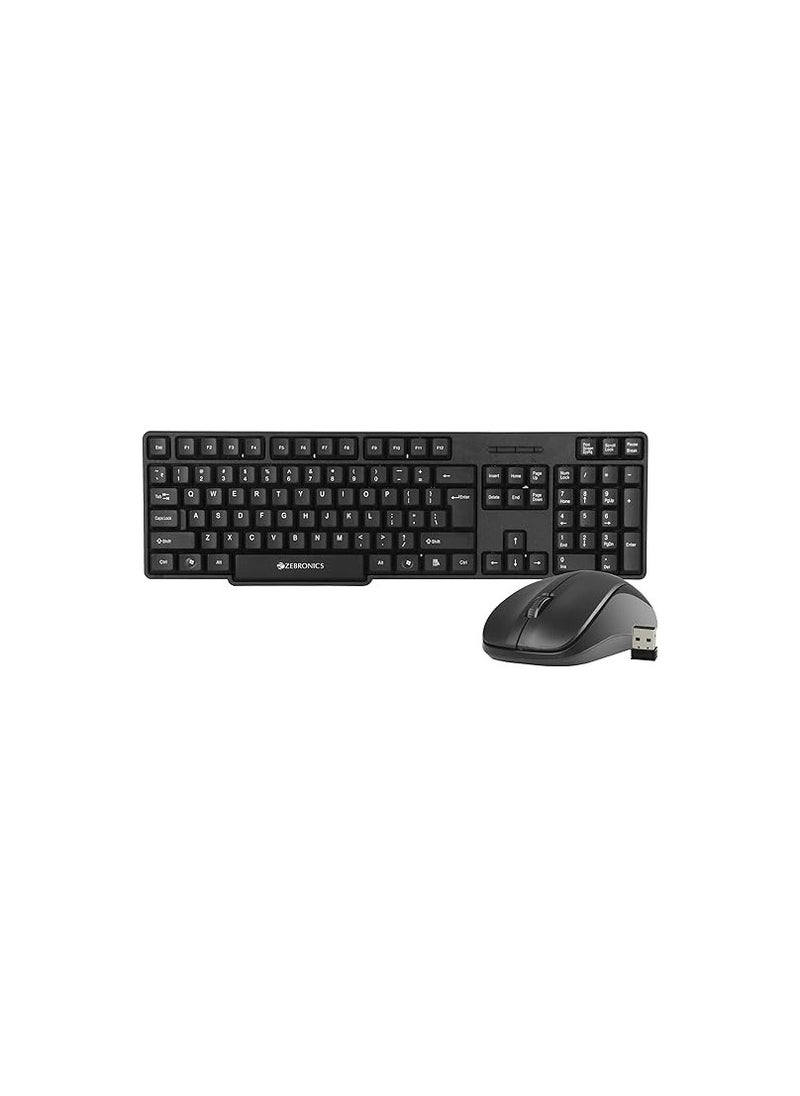 ZEBRONICS - Zebronics Zeb-Companion 107 Wireless Keyboard and Mouse Combo with Nano Receiver (Black) - Image 1