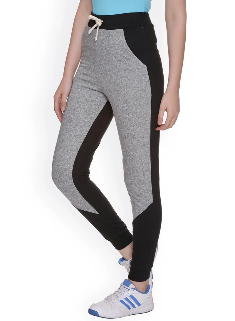 Campus Sutra Women's Coin Grey Contrast-Panel Trackpants