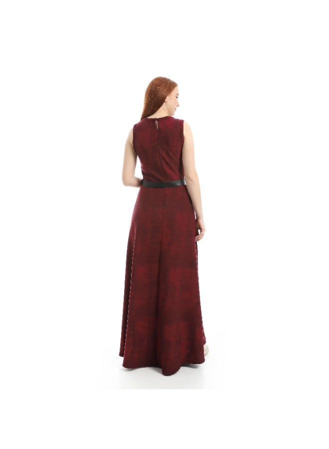 Coctail dress-4891-Dark Red - Image 4