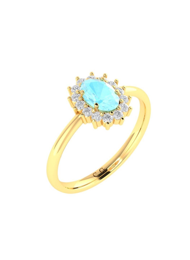 Capri Gold Diana Aquamarine Ring with Natural Diamonds in 18K Gold  - Image 1