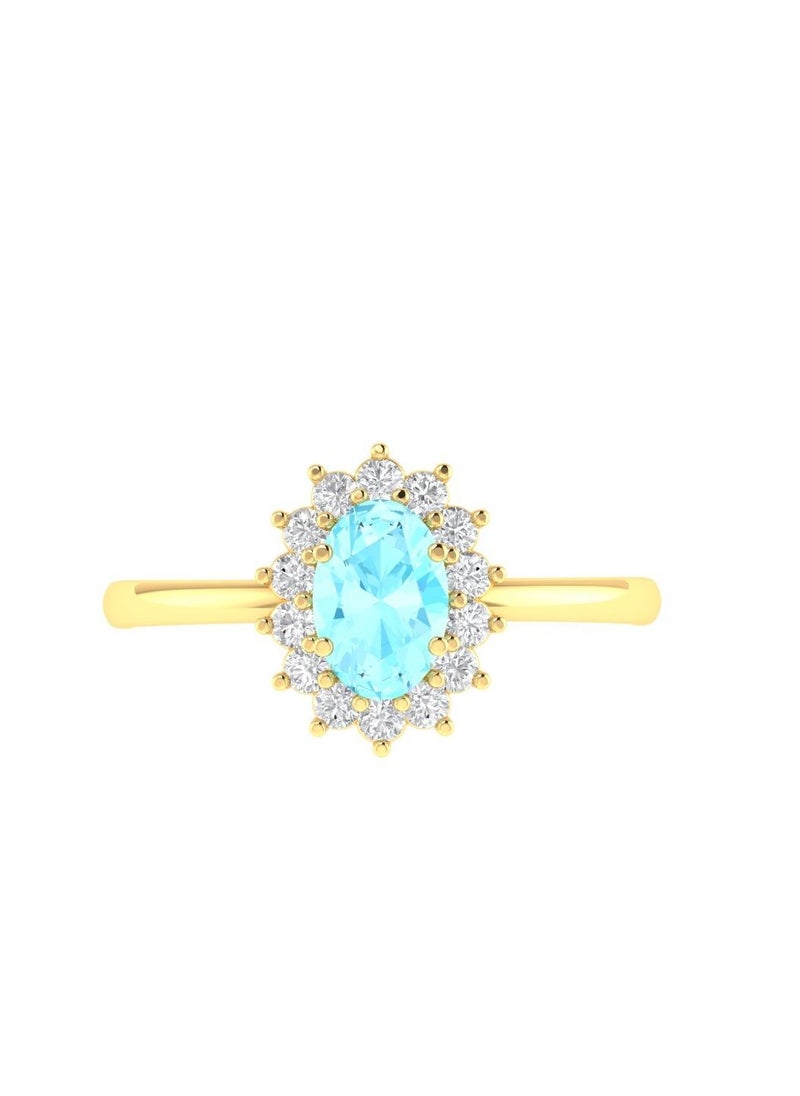Capri Gold Diana Aquamarine Ring with Natural Diamonds in 18K Gold  - Image 2