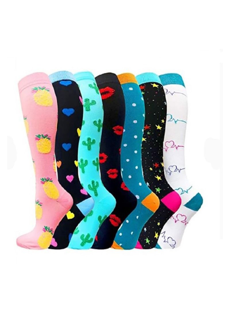 7 Pair Anti Slip Sport Knee High Socks Athletic Socks
