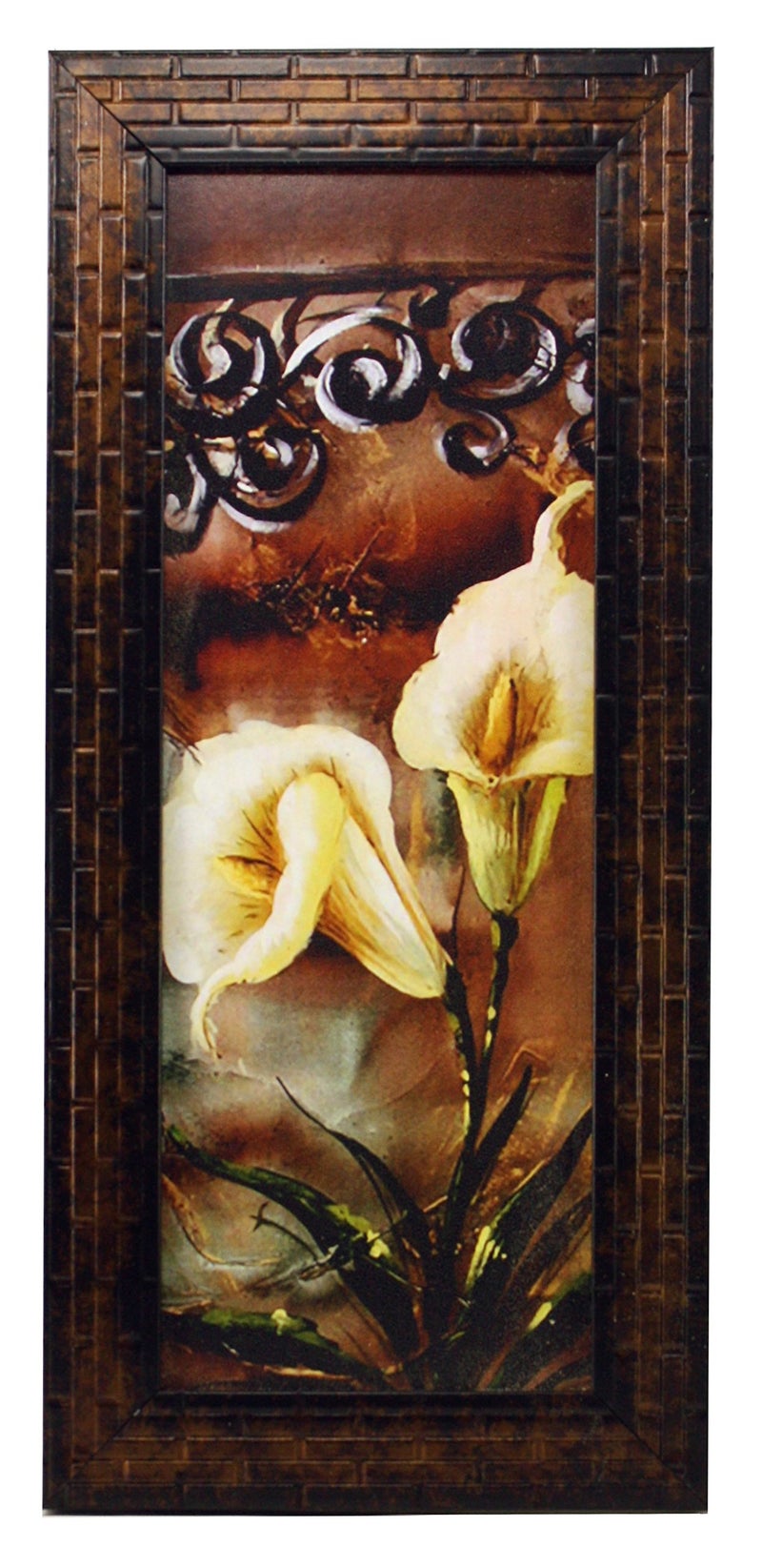 Indianara 3 PC Set of Floral Paintings (1119) Without Glass 5.2 X 12.5, 9.5 X 12.5, 5.2 X 12.5 INCH - Image 4