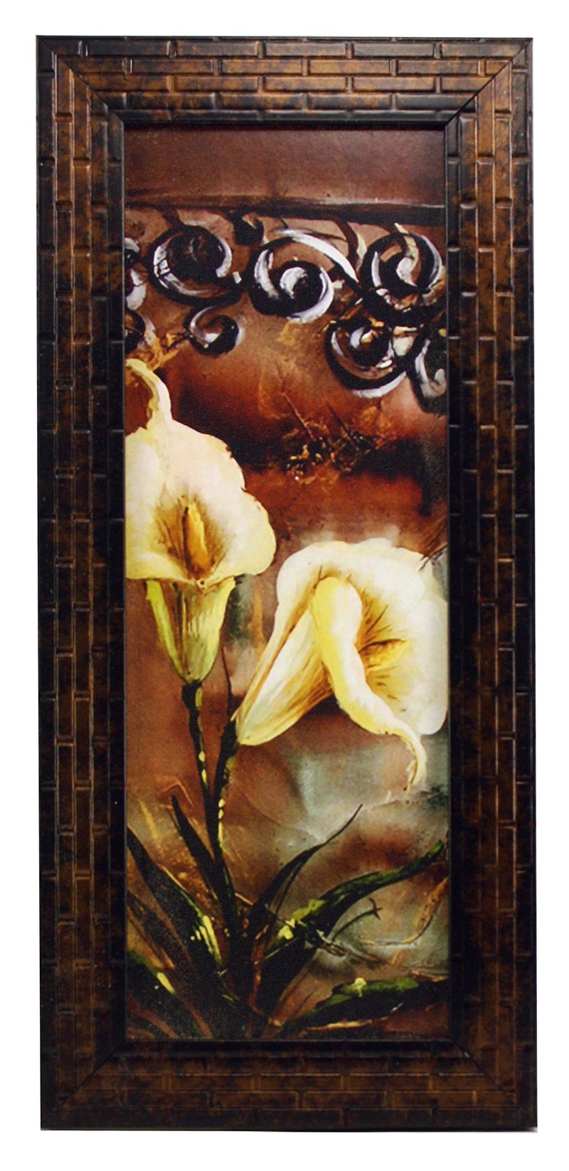 Indianara 3 PC Set of Floral Paintings (1119) Without Glass 5.2 X 12.5, 9.5 X 12.5, 5.2 X 12.5 INCH - Image 2