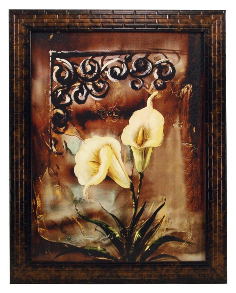 Indianara 3 PC Set of Floral Paintings (1119) Without Glass 5.2 X 12.5, 9.5 X 12.5, 5.2 X 12.5 INCH - Image 3