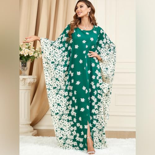 IWEMEK فستان عباية دبي النسائي الأخضر-الخرشوف - قفطان مغربي للعيد، لحفلات الشاطئ والعطلات - Image 3