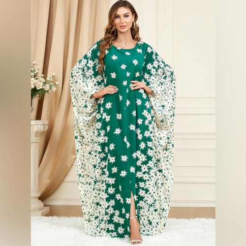 IWEMEK فستان عباية دبي النسائي الأخضر-الخرشوف - قفطان مغربي للعيد، لحفلات الشاطئ والعطلات - Image 2