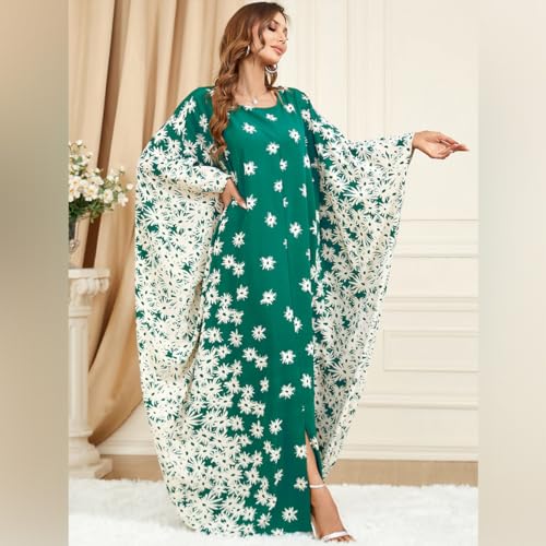 IWEMEK فستان عباية دبي النسائي الأخضر-الخرشوف - قفطان مغربي للعيد، لحفلات الشاطئ والعطلات - Image 4