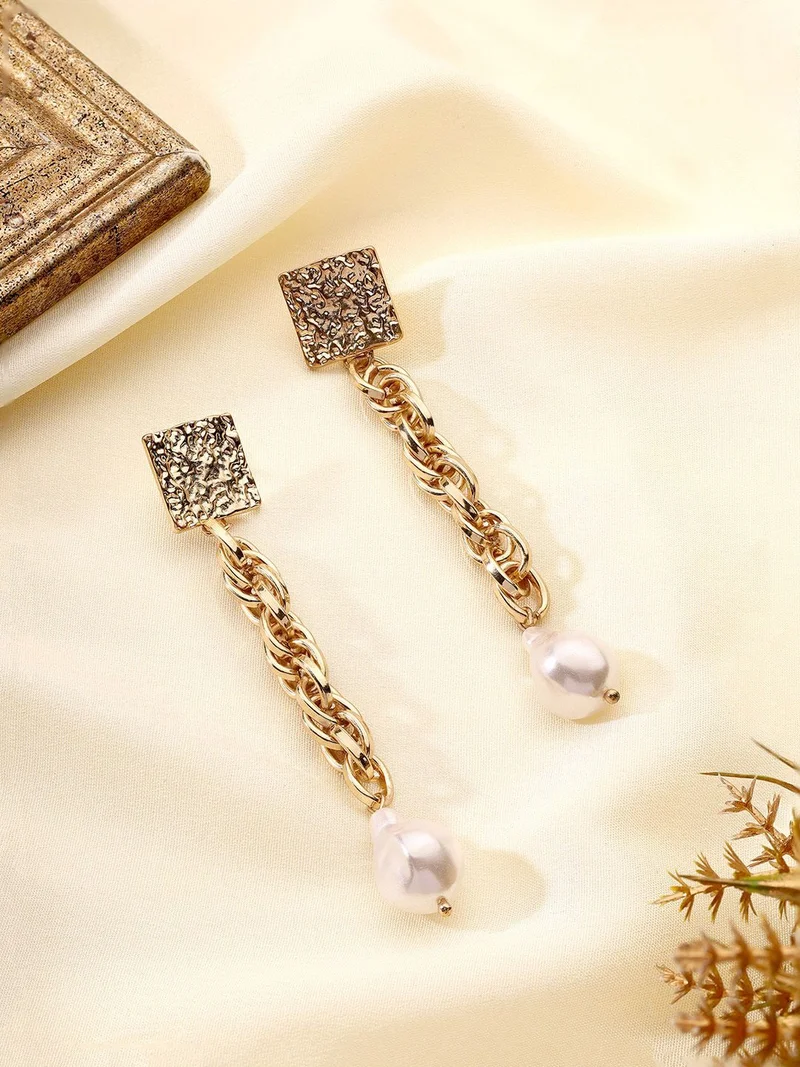 Priyaasi Beaded Contemporary Drop Earrings