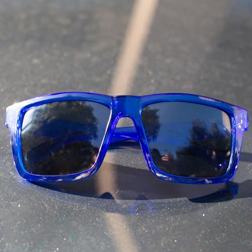 MAXJULI XXL Size Double Extra Large Z87 Sunglasses for Big Wide Heads Men TR90 Ultralight UV400 Protection Glasses 8228 (Translucent Blue Frame/Grey-Blue Lens) - Image 4