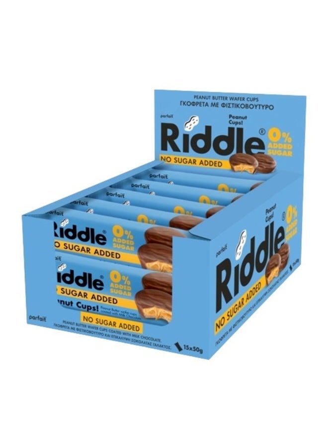 dovember Riddle Peanut Butter Cups High-protein (7g per piece), sugar-free, healthy snack suitable for those on a diet Pack 15 x 50 g - Image 1