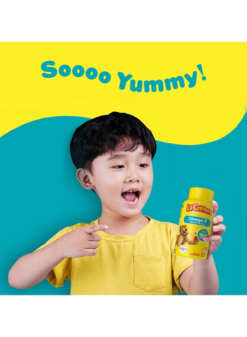 ليل كريترز حلوى أوميغا 3 للأطفال 120 قطعة -  لصحة الدماغ، النظر والمناعة - قطع حلوى بنكهة الفاكهة اللذيذة - Image 5