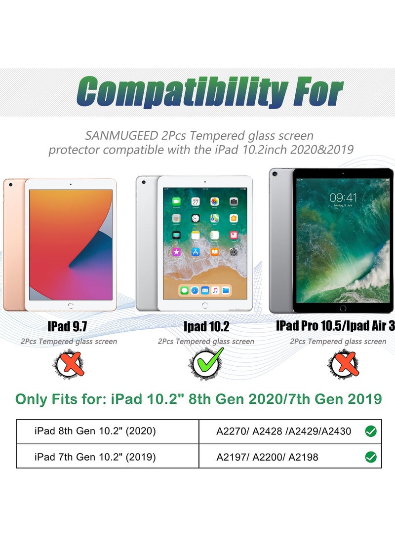 2 Pack Screen Protector for iPad 9th 8th 7th Generation (10.2 Inch, 2021/2020/2019)