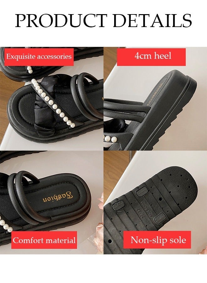 DUNISO Women's Slippers with Thick Sole Non-Slip Soles Fashion Beach Flat Slipper Open Toe Summer Comfortable Shoe for Travel Work School Beach Outdoor - Image 3