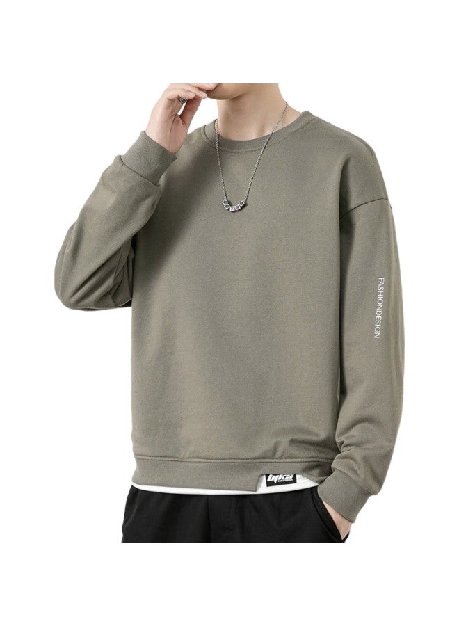 ROMON Sweatshirt For Men, Spring Long-Sleeve T-Shirt, Men'S Faux Two-Piece Undershirt, Plus-Size Top, Men'S Clothing, Camel Color, Xl - Image 1
