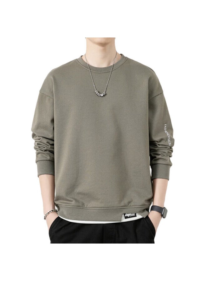 ROMON Sweatshirt For Men, Spring Long-Sleeve T-Shirt, Men'S Faux Two-Piece Undershirt, Plus-Size Top, Men'S Clothing, Camel Color, Xl - Image 3