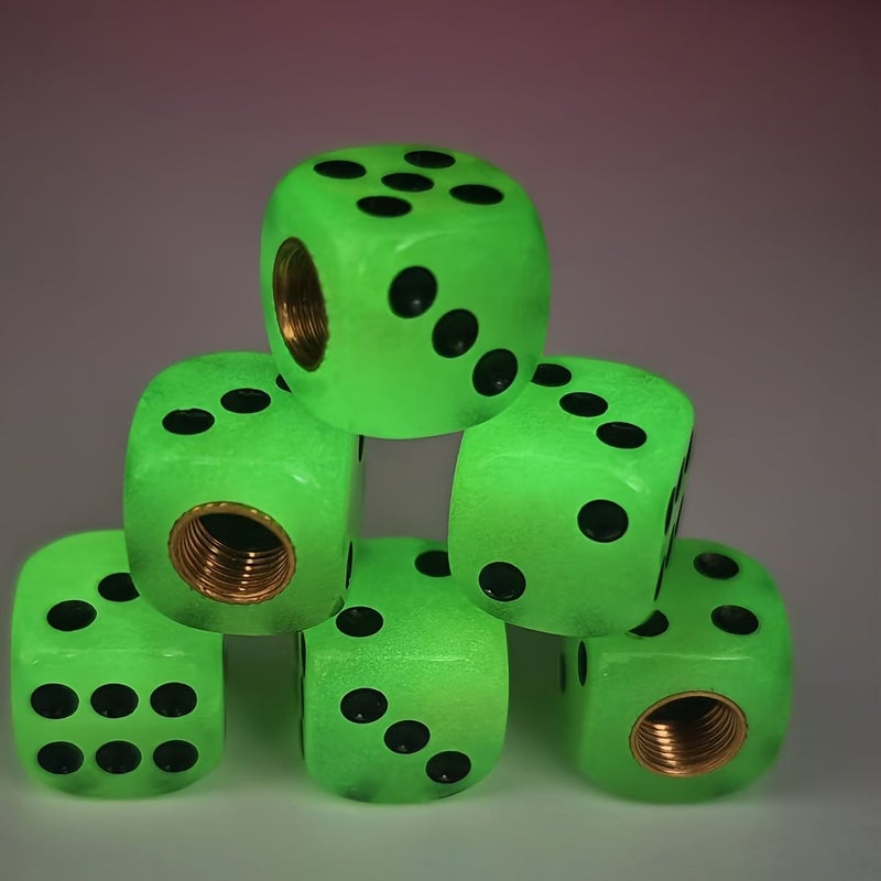 Glow In The Dark Dice Set Of 6pcs 16mm With Valve Caps - Image 2