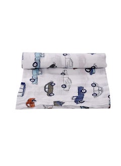 MOM'S HOME Organic Cotton Super Soft Baby Muslin Cloth Swaddle 100X100 Car  - Image 2