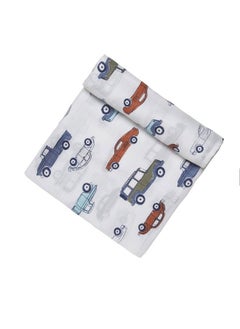 MOM'S HOME Organic Cotton Super Soft Baby Muslin Cloth Swaddle 100X100 Car  - Image 3