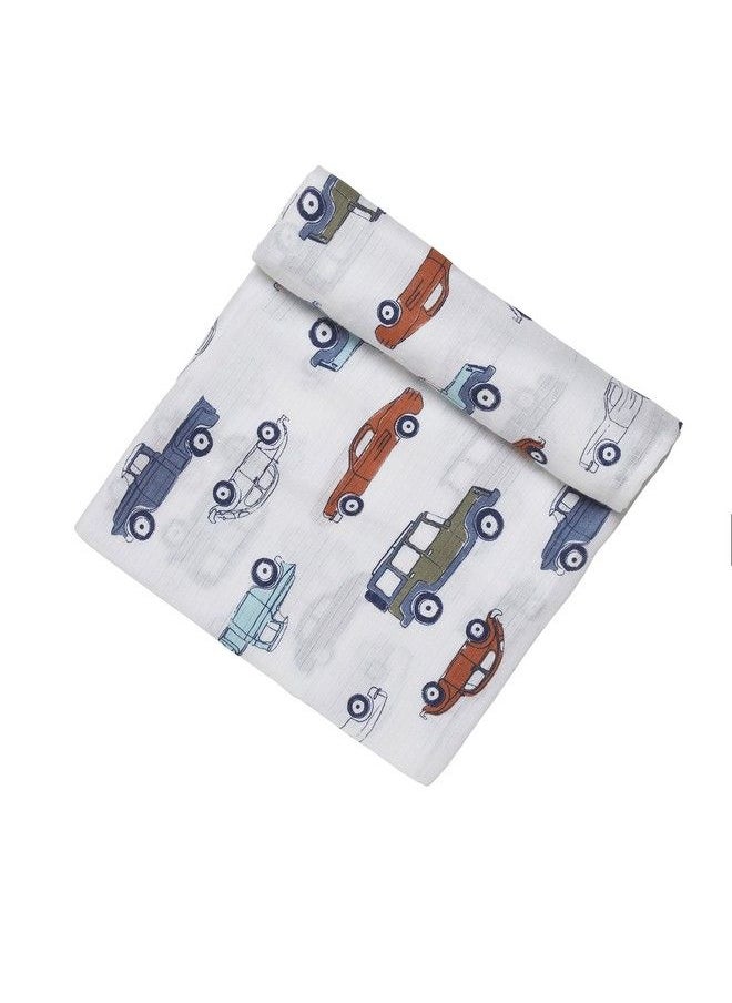 MOM'S HOME Organic Cotton Super Soft Baby Muslin Cloth Swaddle 100X100 Car  - Image 3