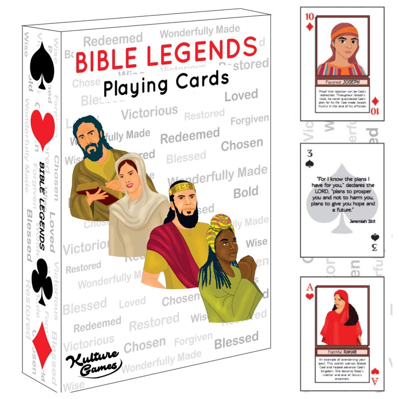 Kulture Games Playing Cards Bible Legends Diverse Bible Characters Stories Encouraging Bible Verses Trivia Card Game Christian Cards for Family Game Night Christian Gifts - Image 3