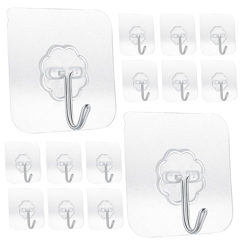 SZYIKUER Heavy Duty Adhesive Hooks 33 lbMax 15KGWaterproof and Oilproof Reusable Seamless Hooks Heavy Duty Wall Hook for Kitchen Bathroom Office 14 Pack